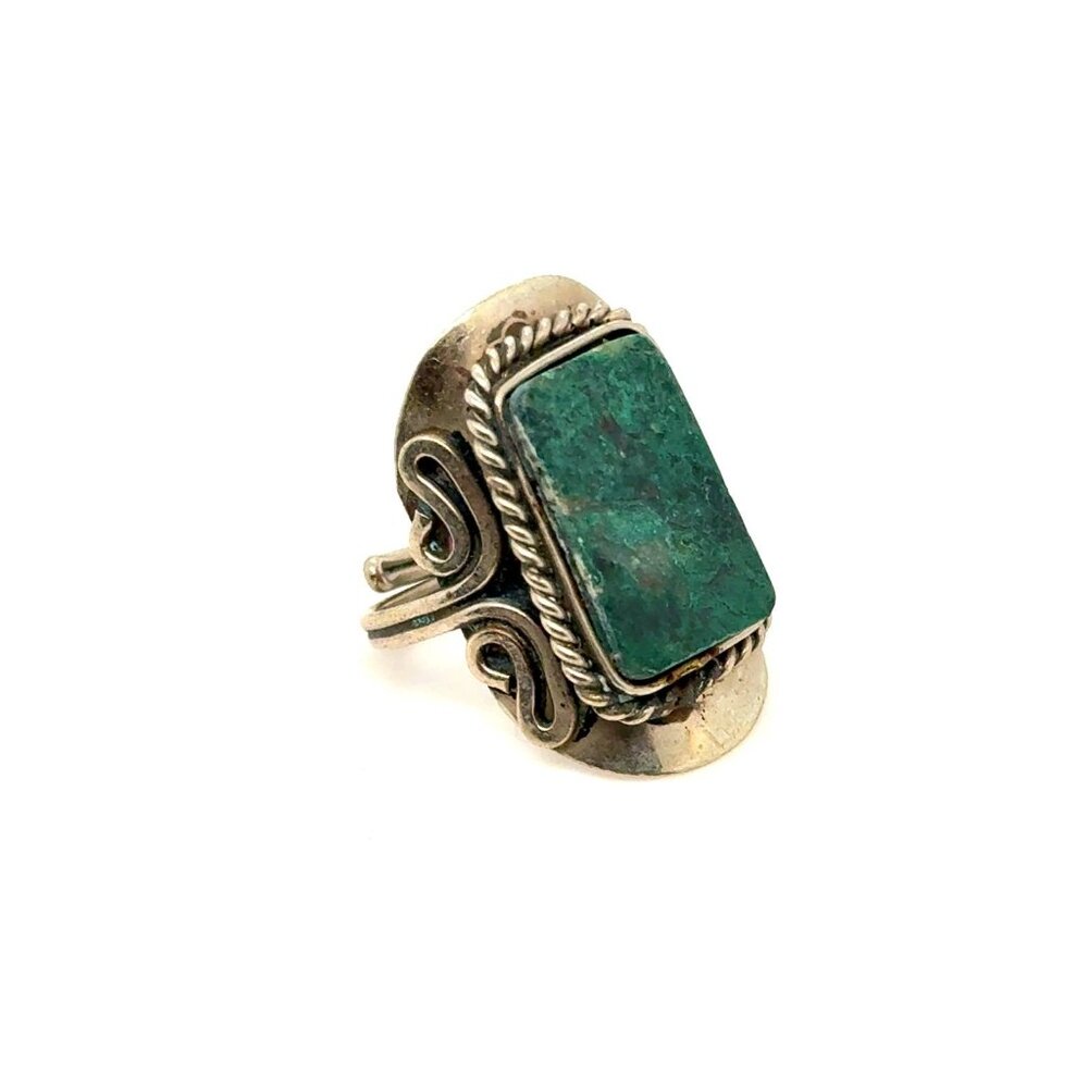 Green Stone Adjustable Ring - image 4